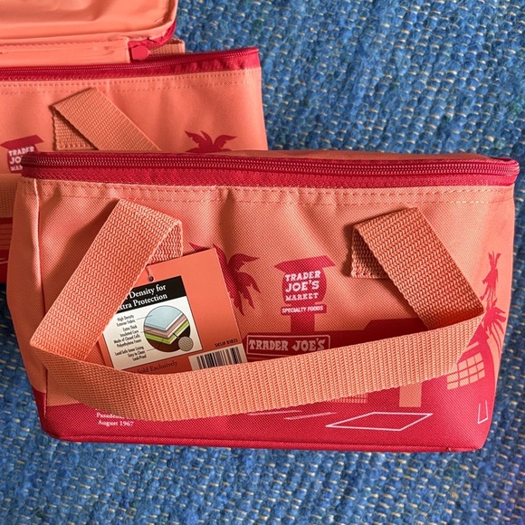 TWO Trader Joes Coral and Red Mini Insulated Bags - Picture 2 of 3